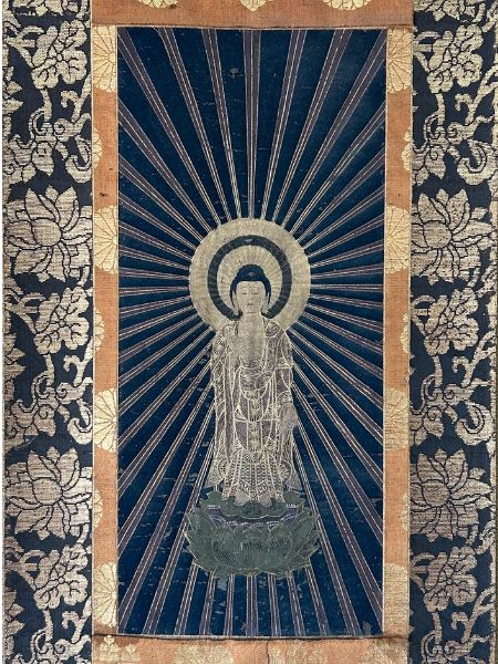 阿弥陀如来立像画 修復前　正面拡大